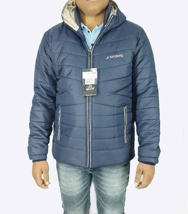 Navy Blue Hooded Puffer Jacket – Ultra-Warm, Lightweight & Windproof