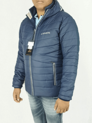 Navy Blue Hooded Puffer Jacket – Ultra-Warm, Lightweight & Windproof