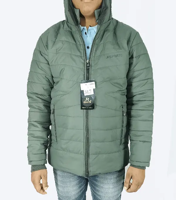 Olive Green Hooded Puffer Jacket – Ultra-Warm, Lightweight & Windproof Winter Wear