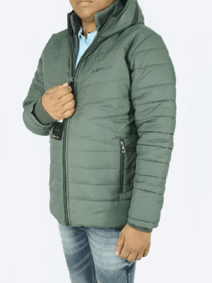 Olive Green Hooded Puffer Jacket – Ultra-Warm, Lightweight & Windproof Winter Wear