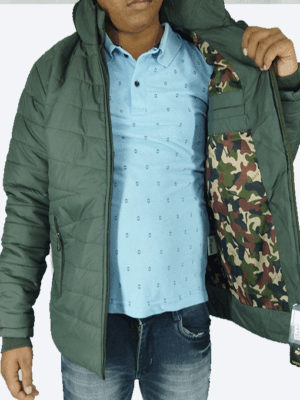 Olive Green Hooded Puffer Jacket – Ultra-Warm, Lightweight & Windproof Winter Wear