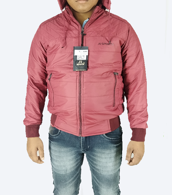 Maroon Hooded Puffer Jacket – Warm, Lightweight & Windproof Winter Wear