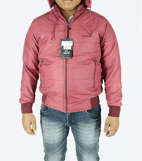Maroon Hooded Puffer Jacket – Warm, Lightweight & Windproof Winter Wear