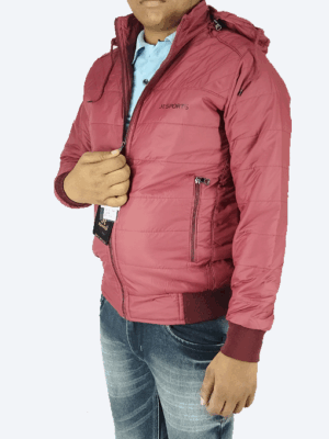 Maroon Hooded Puffer Jacket – Warm, Lightweight & Windproof Winter Wear