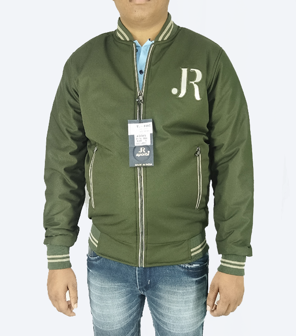 Olive Green Varsity Winter Jacket – Stylish, Warm & Lightweight