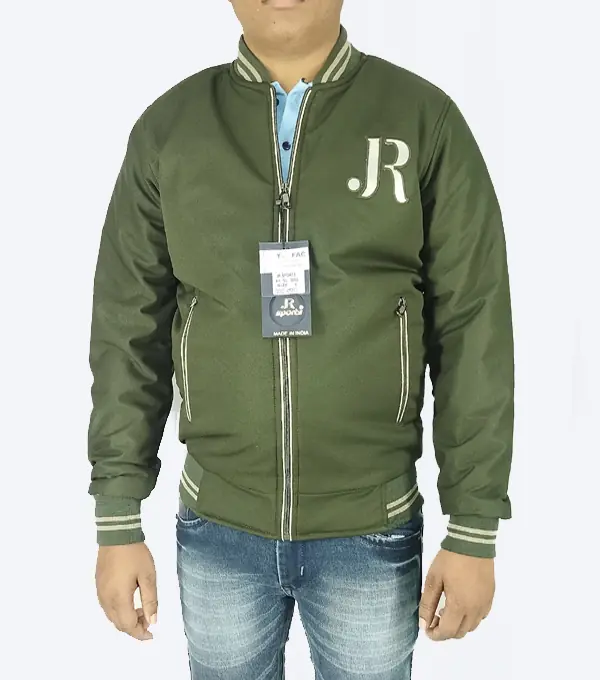 Olive Green Varsity Winter Jacket – Stylish, Warm & Lightweight