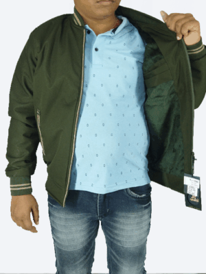 Olive Green Varsity Winter Jacket – Stylish, Warm & Lightweight