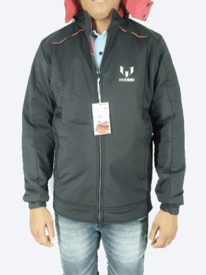 Messi Reversible Winter Jacket – Black & Red | Dual-Style, Warm & Windproof