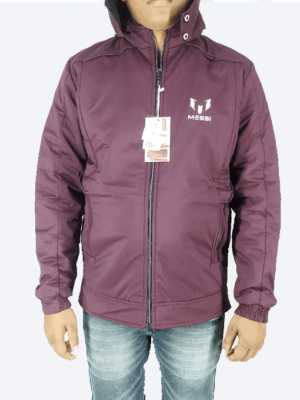 Messi Reversible Winter Jacket – Black & Maroon | Dual-Style, Warm & Windproof