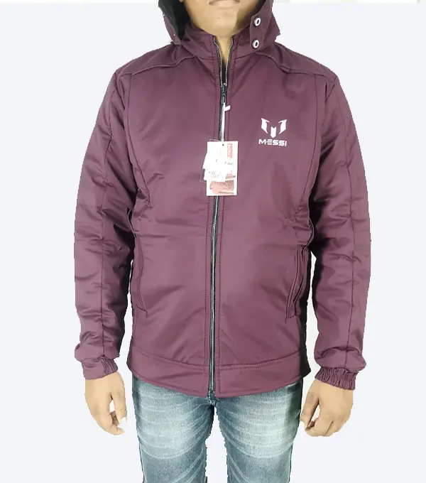 Messi Reversible Winter Jacket – Black & Maroon | Dual-Style, Warm & Windproof