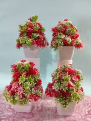 Elegant Bloom Artificial Flower Pots – Home & Office Decorative Plants (Set of 4)