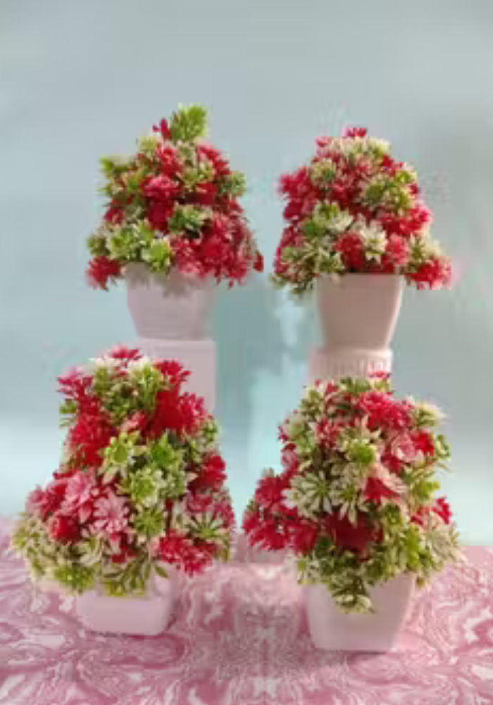 Elegant Bloom Artificial Flower Pots – Home & Office Decorative Plants (Set of 4)