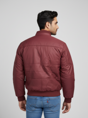 Men’s Maroon Puffer Jacket – Warm, Comfortable & Lightweight Winter Wear